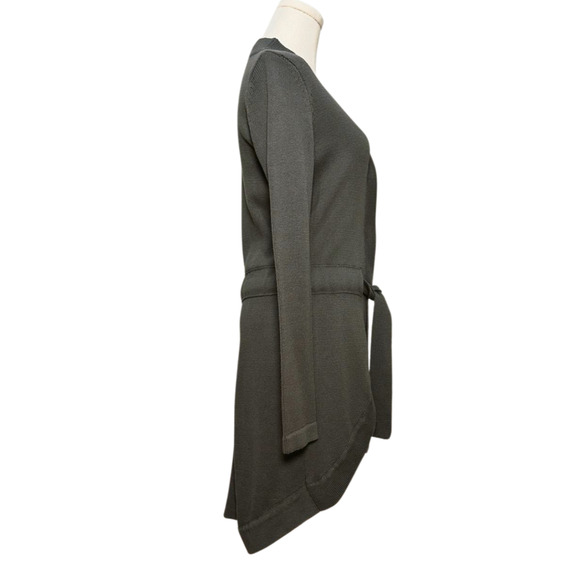 V Fish Gray Belted Snap Front Mid Length Cardigan Large - Picture 4 of 7
